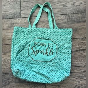 Teal Born to Sparkle Tote Bag